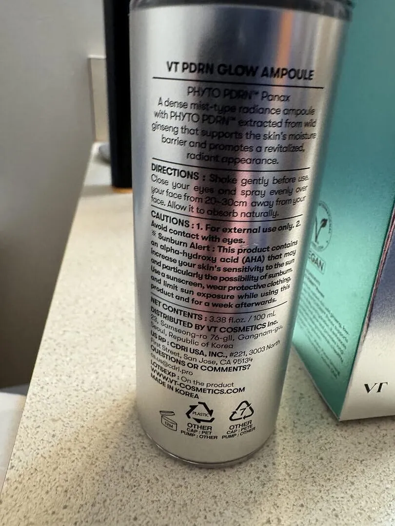 VT PDRN Glow Ampoule brume éclat au ginseng