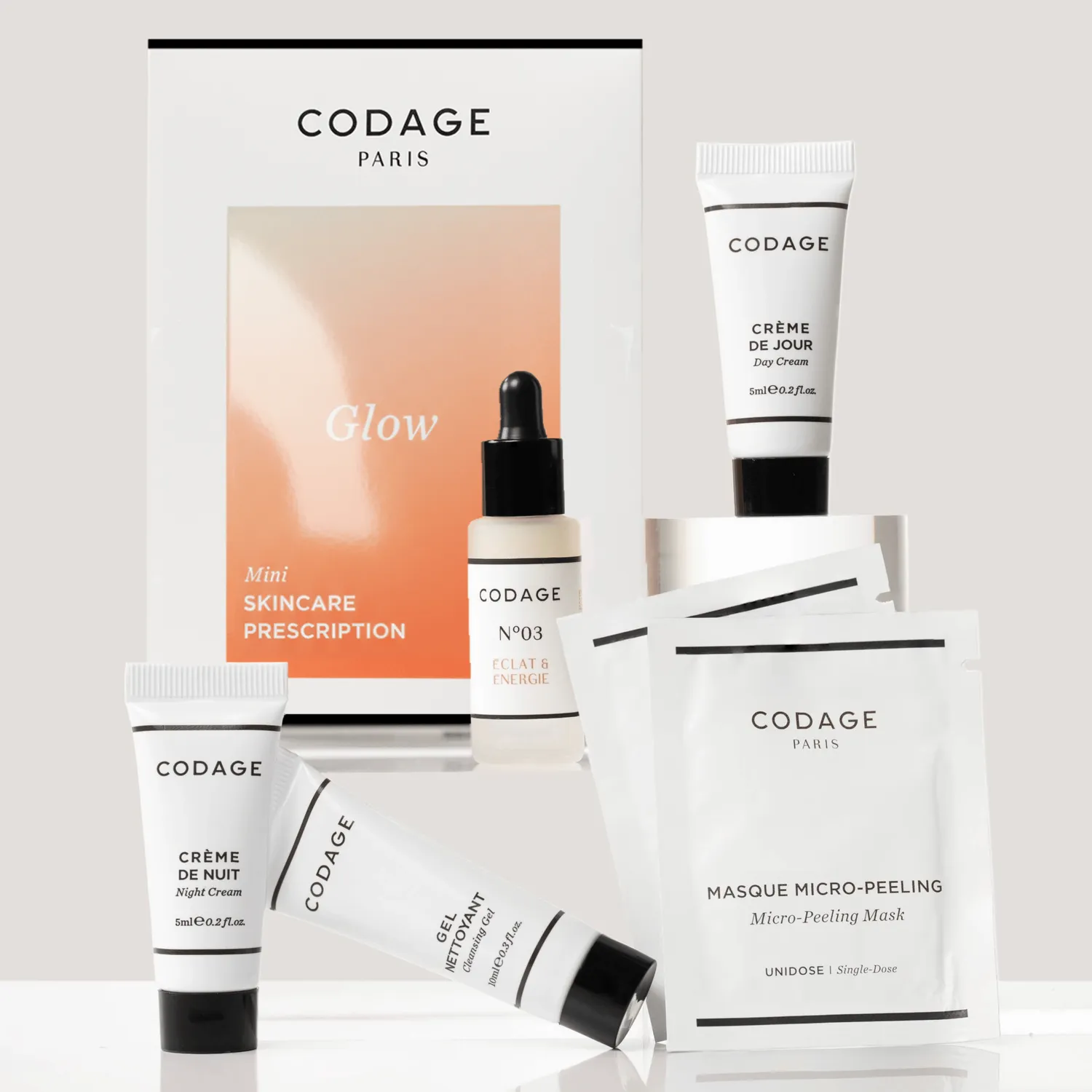 CODAGE Mini Prescription Glow kit visage 5 soins éclat