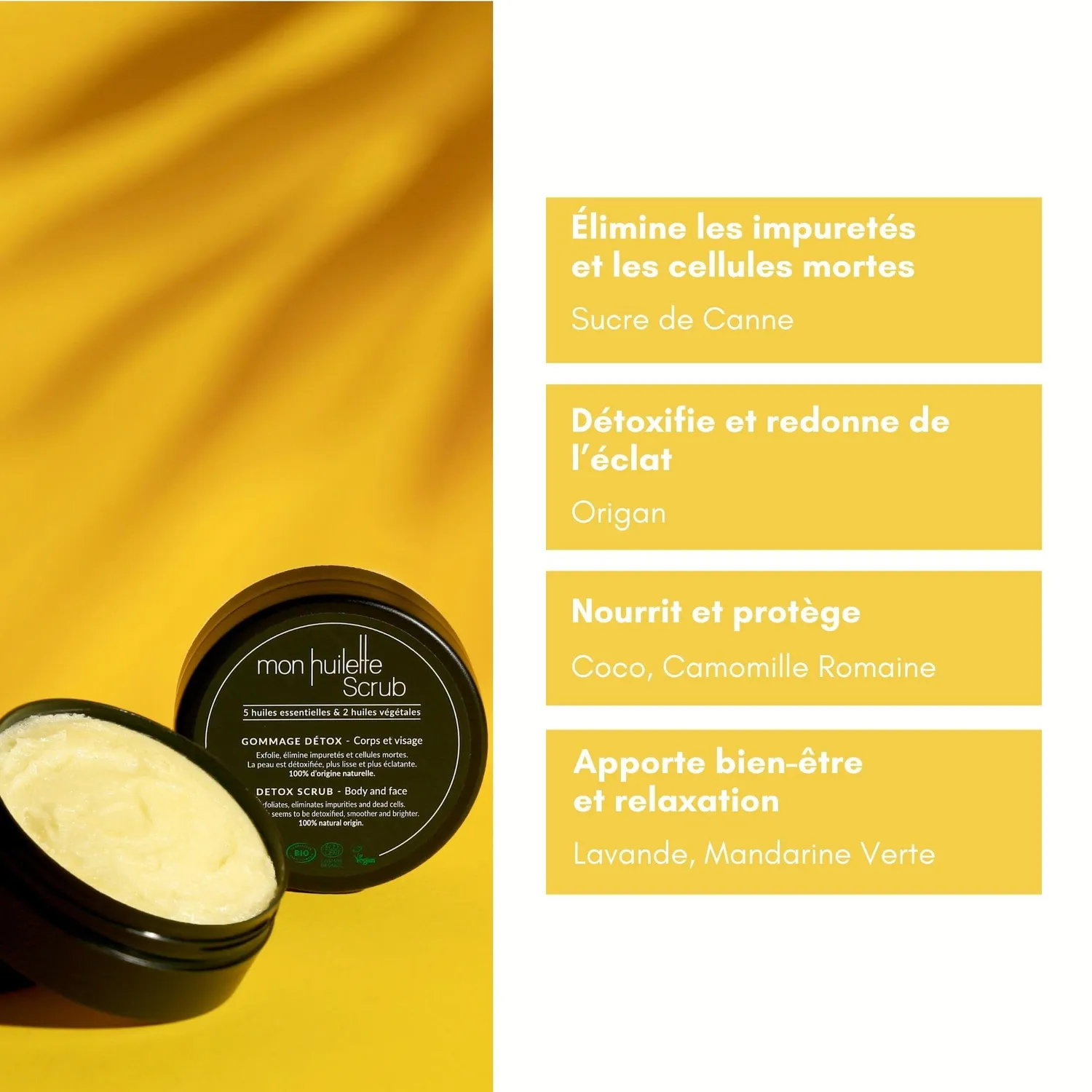 Les Huilettes Scrub gommage sucre visage corps bio