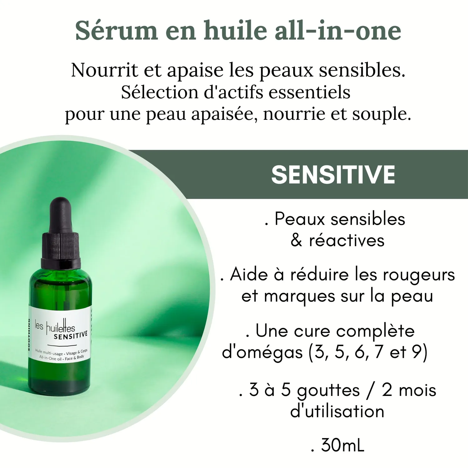 Les Huilettes Sensitive All-in-One huile visage peaux sensibles
