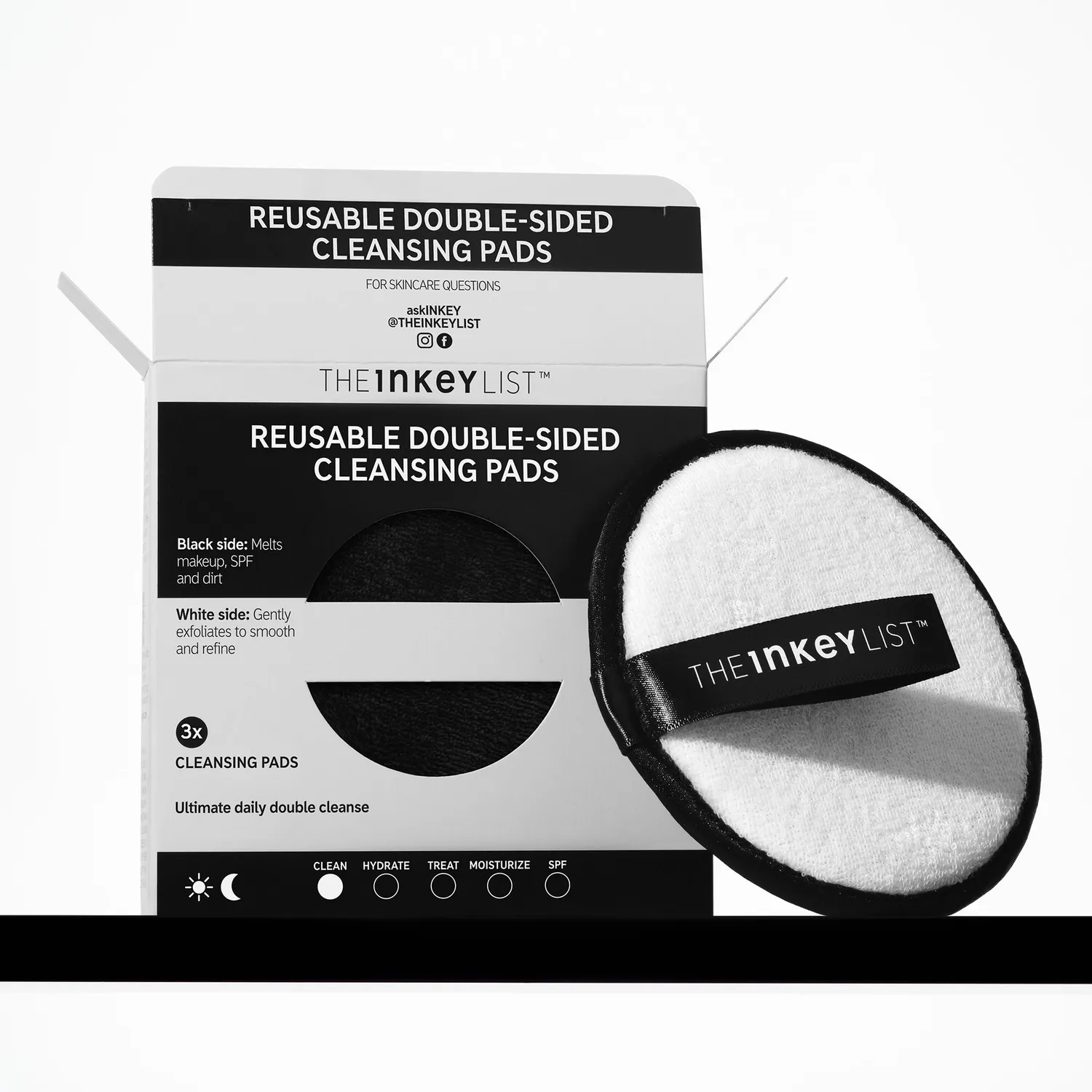 THE INKEY LIST disques nettoyants réutilisables double-face