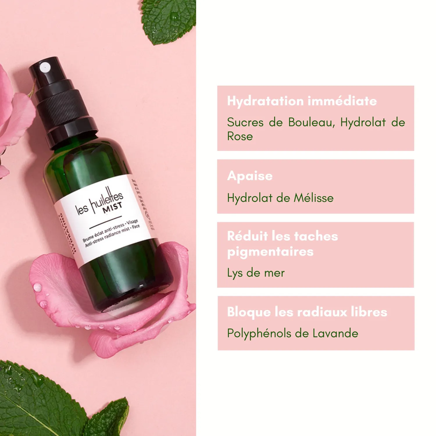 Les Huilettes Brume Éclat Anti-Stress brume visage 50 ml anti-taches