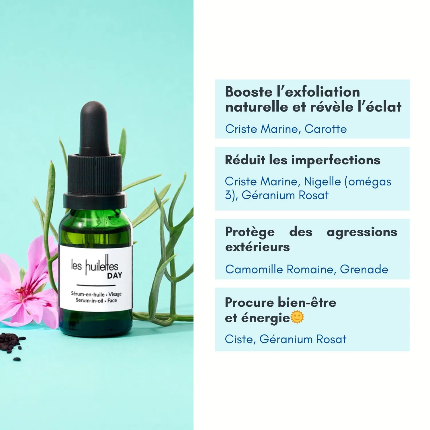 Les Huilettes Day sérum anti-imperfections jour bio