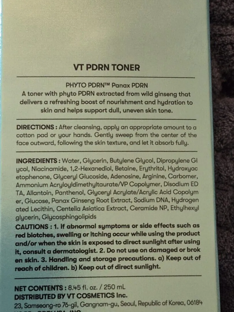 VT PDRN Toner tonique hydratant éclat