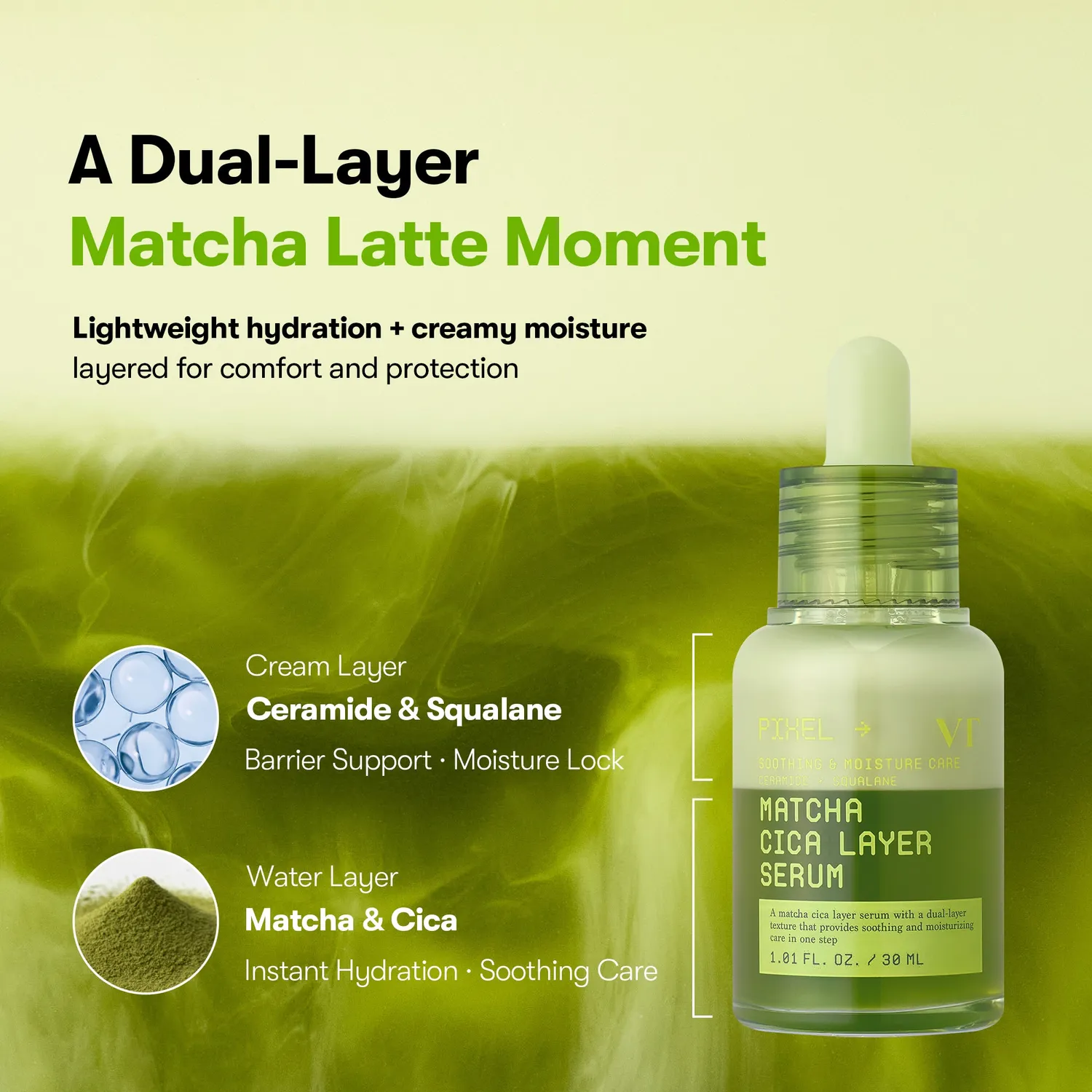 VT Matcha Cica Layer Serum sérum apaisant