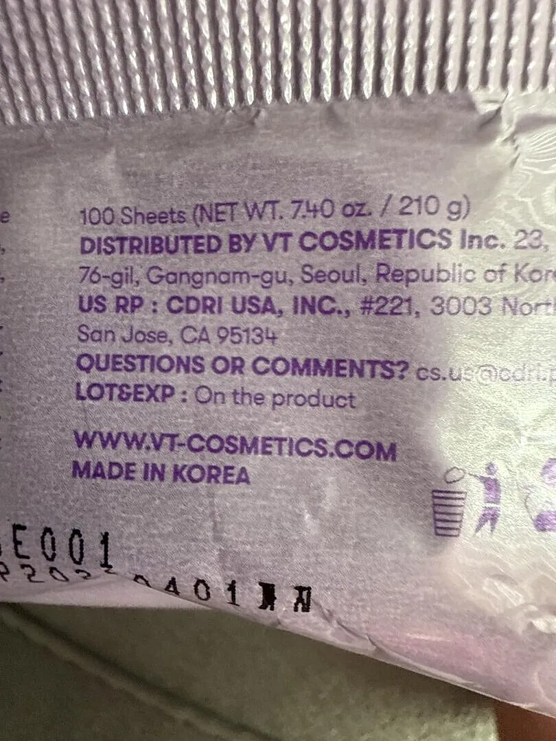 VT Cosmetics Luminous Skin Pack pads visage 100 feuilles éclat