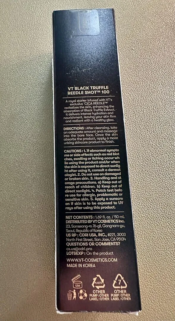 VT Cosmetics Black Truffle Reedle Shot 100 sérum visage anti-âge