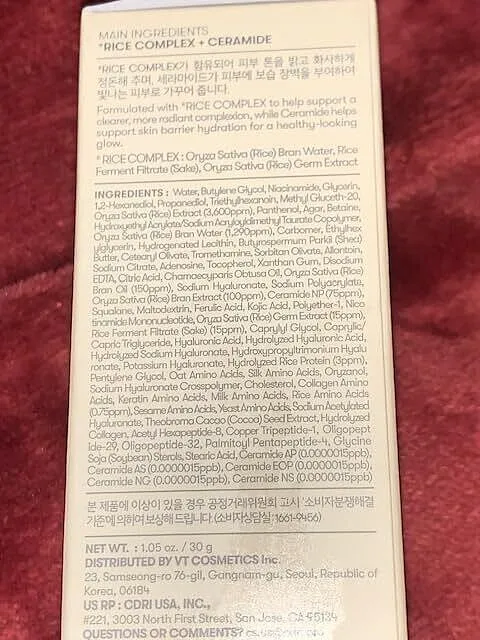 VT Cosmetics Rice Ceramide sérum riz éclat