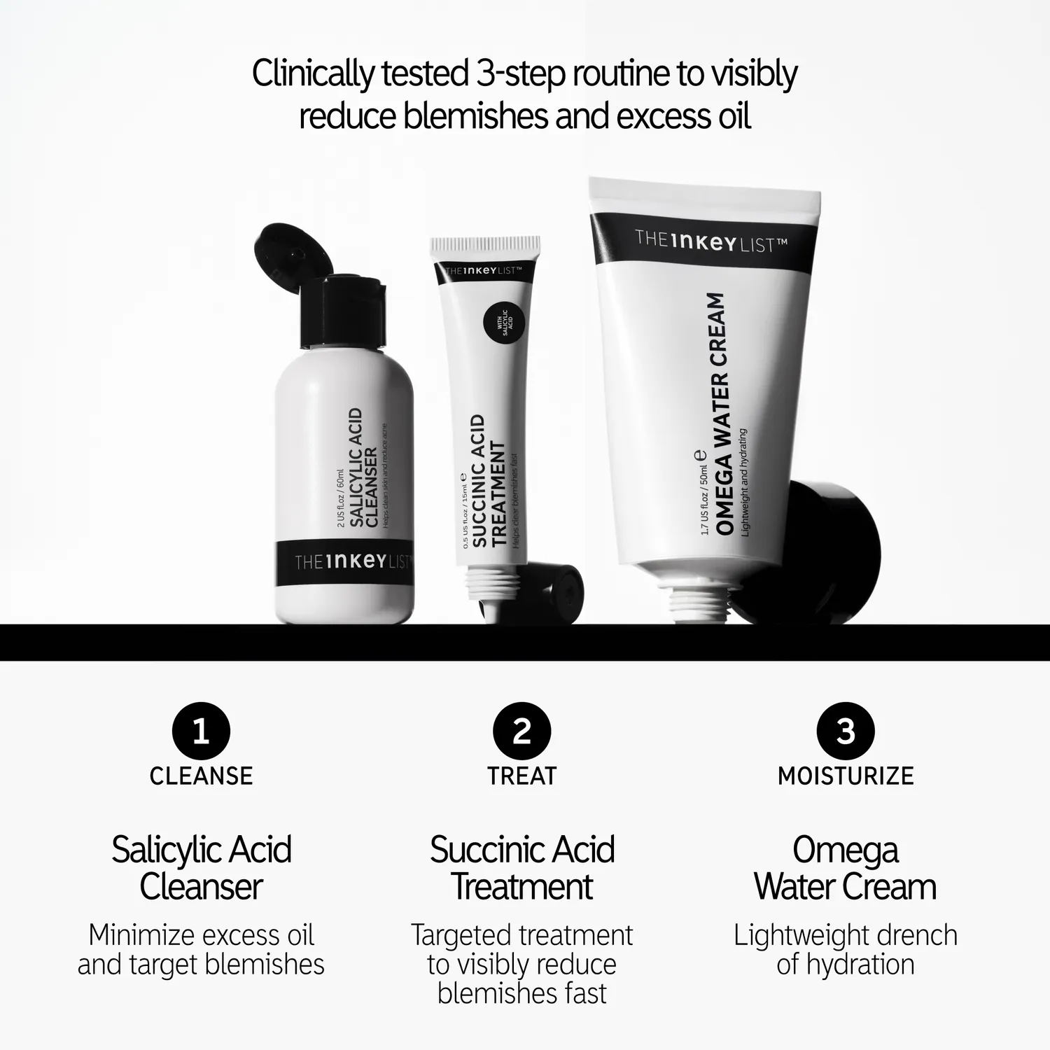 THE INKEY LIST Clearer Skin Trio soin visage boutons acide