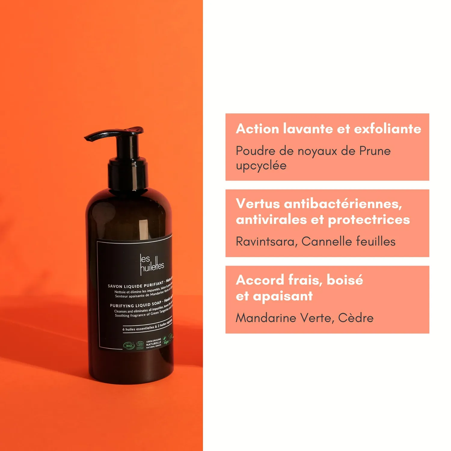 Les Huilettes Lab Essentiel savon liquide mains corps exfoliant