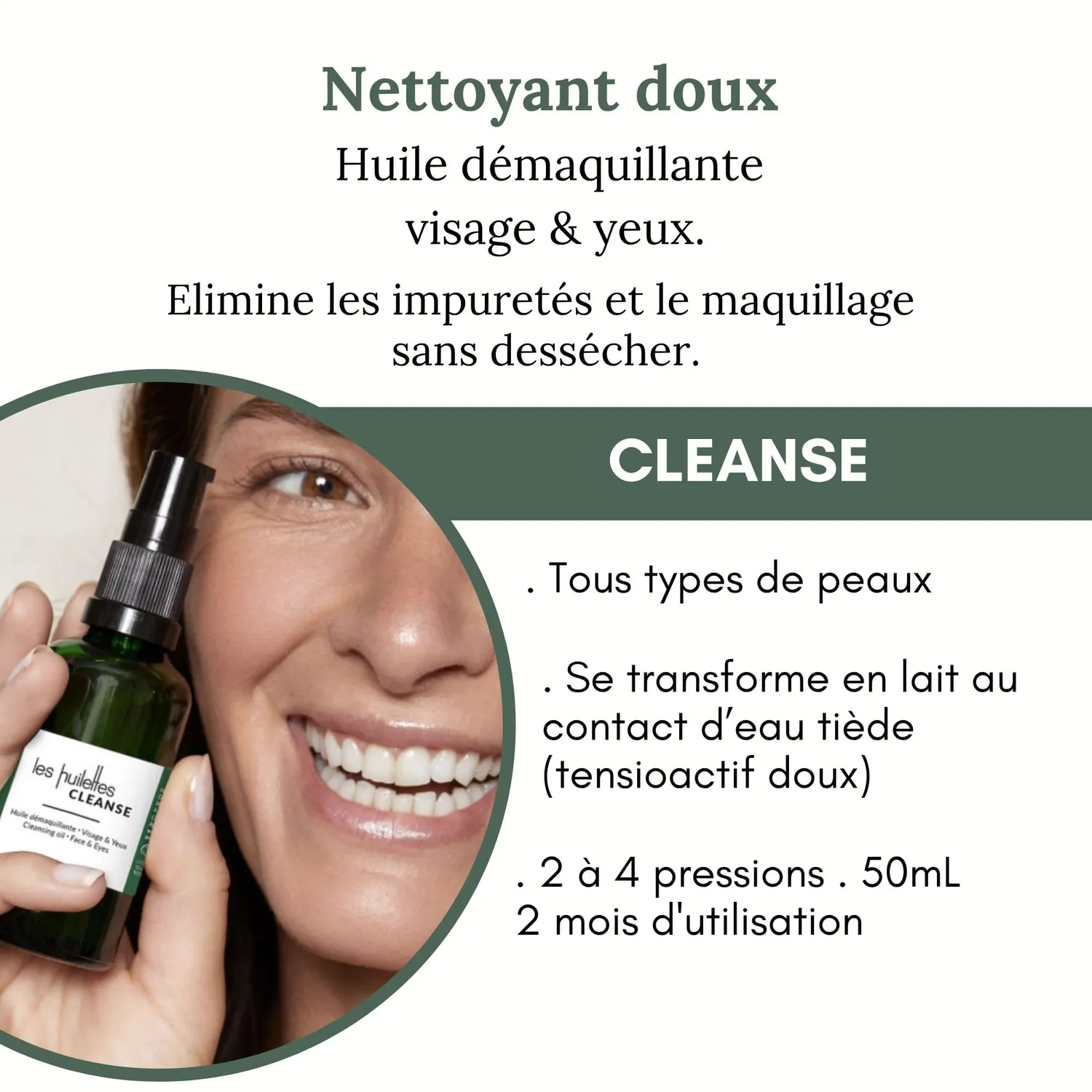 Les Huilettes Cleanse nettoyant démaquillant visage tous types