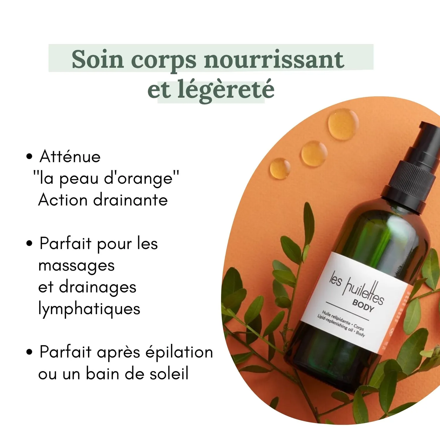 Les Huilettes Lab Essentiel Body huile corps drainante raffermissante