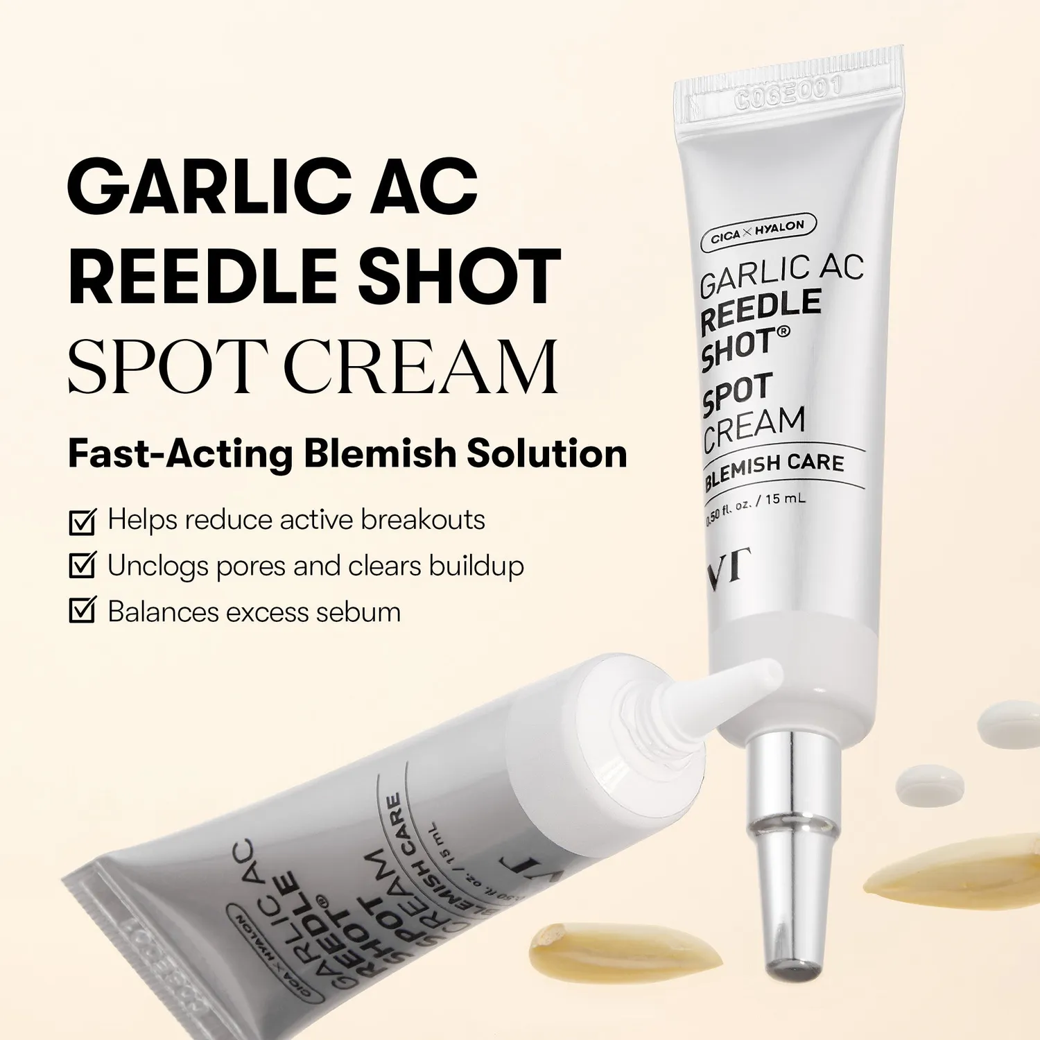 VT Cosmetics Garlic AC Reedle Shot crème boutons ail