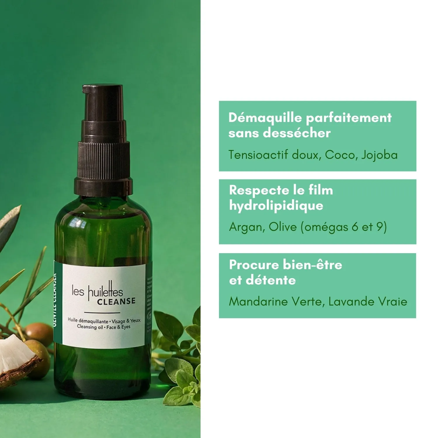 Les Huilettes Cleanse nettoyant démaquillant visage tous types