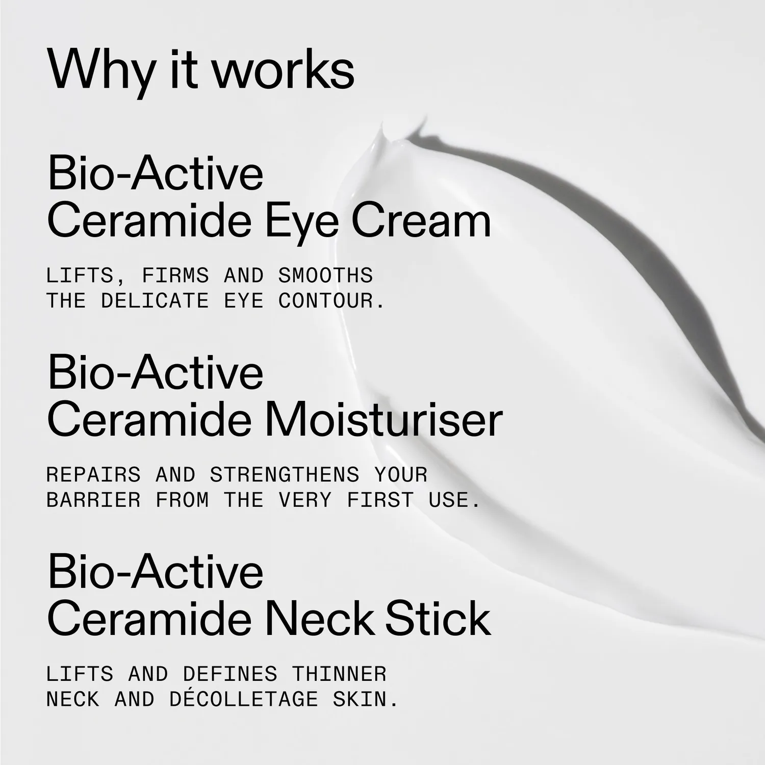 THE INKEY LIST Bio-Active Ceramide Trio crème visage yeux cou fermeté