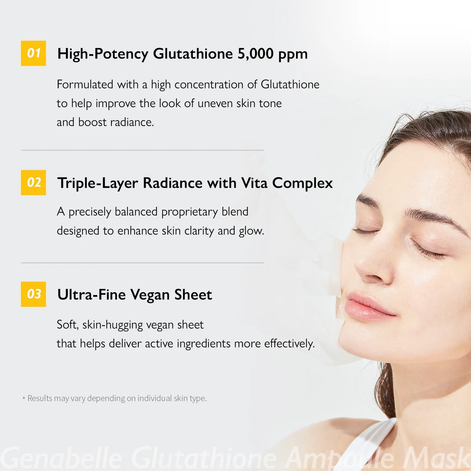 Genabelle Glutathione masque ampoule éclat 5 pièces