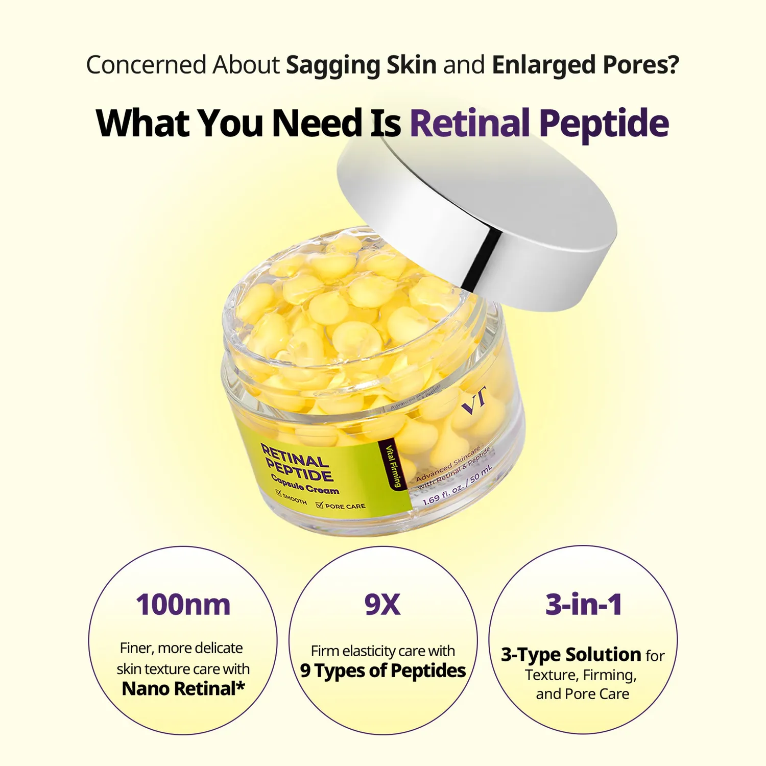 VT Retinal Peptide Hyaluronic Capsule crème pores
