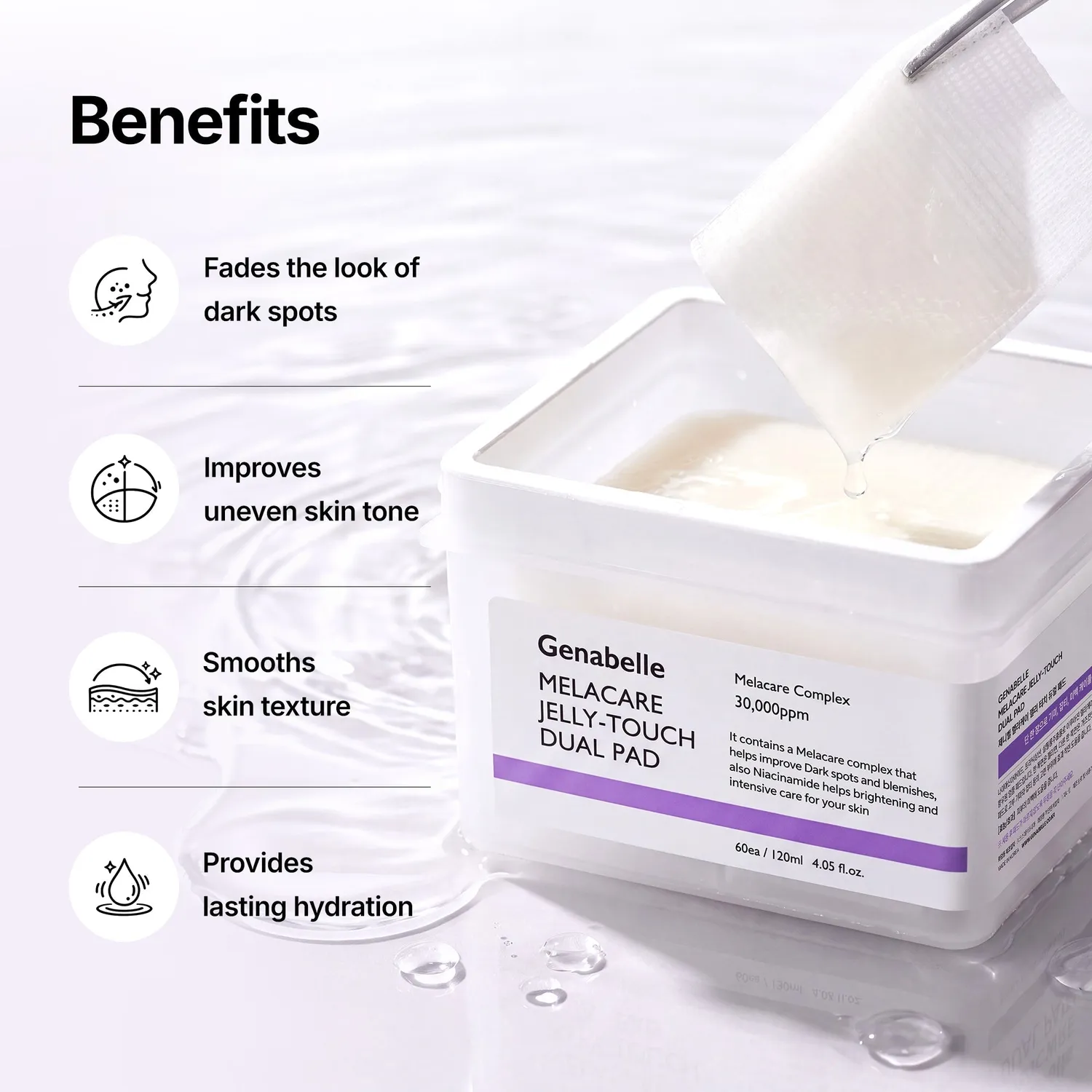 Genabelle Melacare pads jelly 60pcs éclat